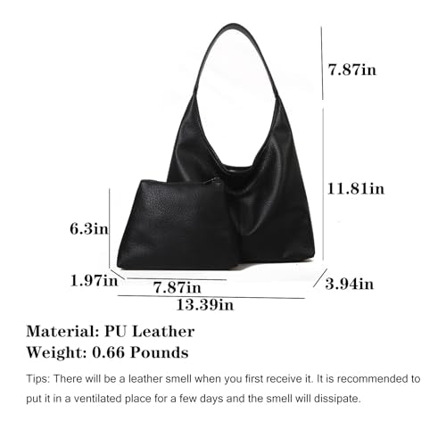 Straw Hobo Bag for Women 2026 Boho Woven Beach Purse Large Summer Straw Tote with Lining Black Raffia Shoulder Bag | straw material - color: Pu-black