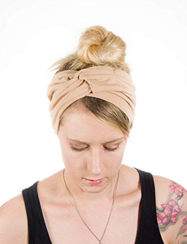 Twist Headband Extra Wide Scrunch Turban (Medium Tan) - color: Medium Tan