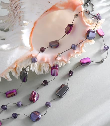 FULU AUTUMN Beaded Statement Necklaces for Women Shell Bead Chunky Collar Necklace Summer Layer boho Costume Jewelry for Her - color: Purple