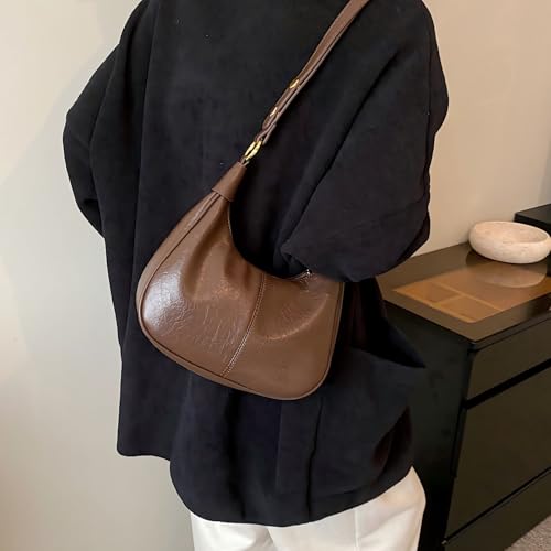 Small Hobo Bags Crescent Shaped Shoulder Bags for Women Mini Cherry Purse Fall Soft Crossbody Handbag 2025 - color: Wy26-28brown