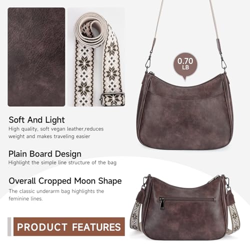 APHISON Trendy Leather Crossbody Purse with Adjustable Strap, Women's Shoulder Handbag - color: 06-taupe