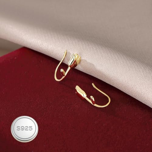 Reffeer Solid 925 Sterling Silver Flower Crawler Cuff Earrings Wraps for Women Teens Tulip Flower Wrap Earrings - color: B-Yellow
