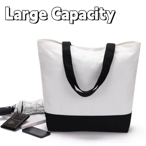 Pumtus 9 Pack Canvas Tote Bags, 18.5 x 16 IN Large Cotton Tote with Handle, Washable Reusable Shopping Bags, Multi-Purpose Kitchen Grocery Bag, Blank Cloth Tote for DIY, Beach, Holiday, Crafts
