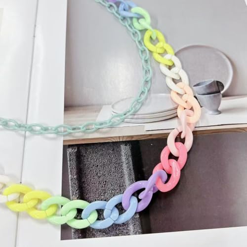 Y2k Heart Pendant Rainbow Acrylic Pants Trousers Chain for Women Chunky Colorful Resin Removable Love Charm Layered Rock Wallet Belt Pocket Waist Jeans Belly Chains Backpack Body Accessories - color: Blue