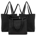 Segarty Black Canvas Tote Bag, 3 Packs 16x15 inch Canvas Bags with Zipper, 12Oz Heavy Duty Reusable Washable Grocery Shopping Bag with Handle, Blank Cotton Bags for Kids DIY Crafts Painting Bulk - size: 16.5"x13.4"x3.9", style: Black_3pcs