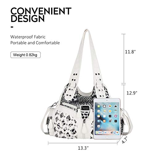 Angel Barcelo Purses for Women Large Shoulder Bag Soft Hobo Bags for Women - color: White Leopard