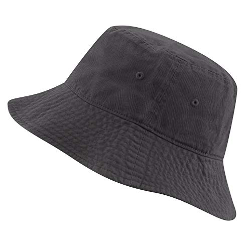 The Hat Depot Bucket Sun Hat 100% Cotton Long Brim and Deeper & Round Top Tennis Packable Summer Fashion Outdoor Hat - color: Charcoal, size: Large-X-Large