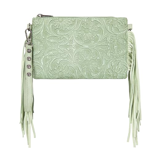 Montana West Western Purse for Women Crossbody Bag Wristlet Clutch Purse - color: A3 Light Green