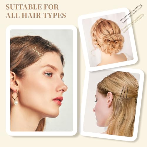 QIUTIMIY 200 Pcs 1.38 Inch Wave-Shaped Bobby Pins Golden Metal Hair Pins Hair Accessories for Women Stylists Hair Sticks Girl - color: Gold, size: Wave-1.38in
