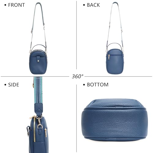 Vegan Leather Crossbody Bag for Women, Multi Compartment Lightweight Shoulder Purse, Casual Daily Crossbody Bag - color: Dark Blue