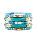 Elegance 11 designs colorful bracelets for women Surfer Thick Tube Heishi Summer Beach Beaded Stackable Boho Stretch Bracelets - color: Resin Blue