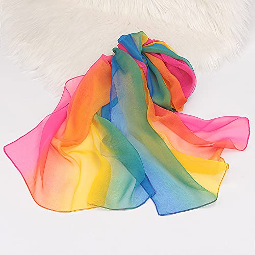 Women Soft Chiffon Lightweight Neck Scarf Head Hair Wrap - color: Multicolour