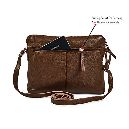 Leather Crossbody Bags for Women Small Soft Genuine Pebbled Sling Shoulder Handbag Crossover Purse with Full Adjustable Strap (Chocolate Nappa) - color: Chocolate Nappa