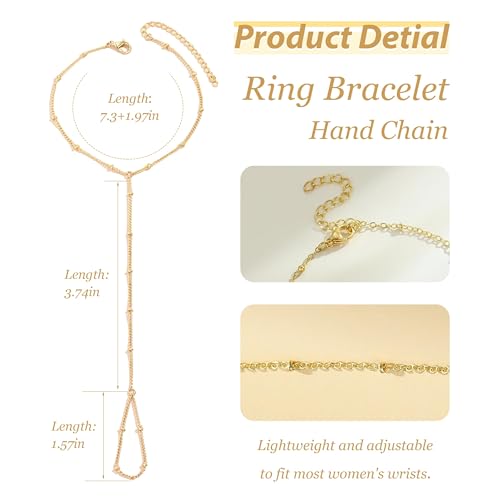 Hand Chain Gold Bracelets for Women Trendy Finger Ring Slave Bracelet Dainty Chain Hand Jewelry Trendy Gifts - color: A1: Gold Hand Chain