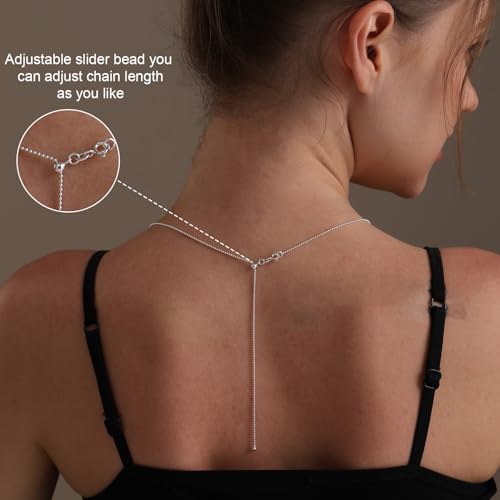 LeCalla 925 Sterling Silver Italian Jewelry Adjustable Chain Necklace, Sliding Bolo Chain Necklace for Women Slider Chain 14 to 24 Inch. - color: Ball Chain