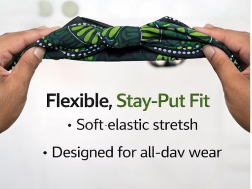 Satin Lined Knot Headband for Women – Wide Stretch Fabric Head Wrap with Twist Knot, Soft Ribbed Jersey, Comfortable Non-Slip Hair Band Protects hair from damage and breakage. (Green Floral) - color: Green Floral