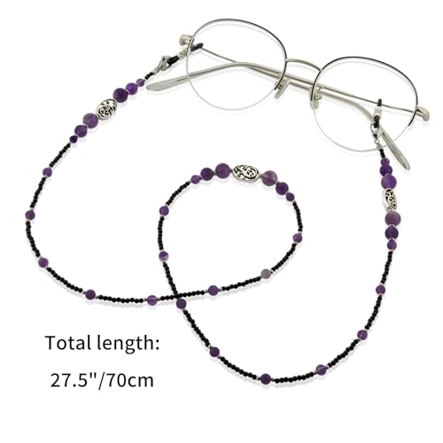 Damanse Beaded Glasses Chain,Eyeglass & Sunglass Strap For Women Stylish - color: Tree of Life Amethyst