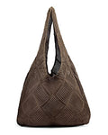 Crochet Mesh Beach Tote Shoulder Handbags Hobo Summer Aesthetic Women's Bag - color: Brown