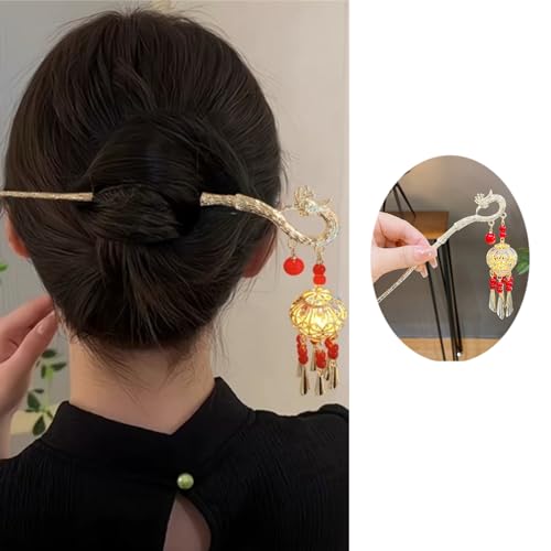 Lantern Light Tassel Hairpins Hair Stick phoenix Chinese Coiled Hair Antique Hair Pin Hair Accessories for Women Red #07 - color: Red-#07