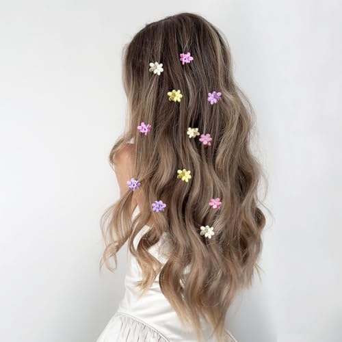 Mini Flower Hair Clips 100Pcs, Small Hair Clips Mini Claw Clips Cute Jaw Clips Hair Pins Hair Barrettes Hair Accessories for Women Girls Kids Teens - color: Colorful
