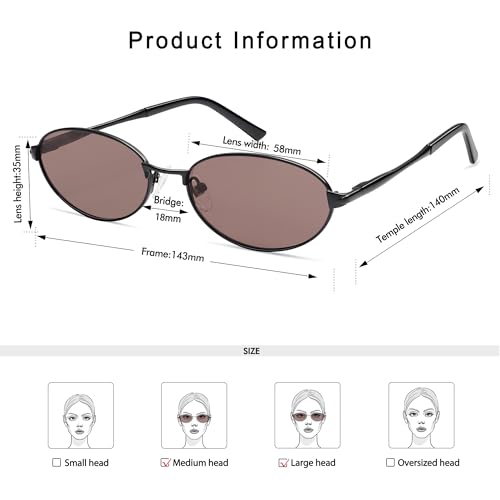 Appassal Retro Oval Sunglasses for Women Mens with Spring Hinge Sunnies AP3696 - color: C11 Black / Brown