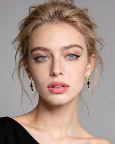 Colorful Cubic Zirconia Dangle Earrings for Women Multicolor Crystal Earrings Rainbow Cz Dangling for Birthstone Jewelry - color: Brown