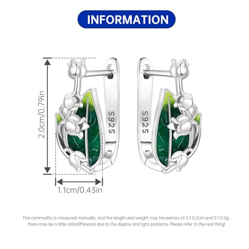 Earrings for Women 925 Sterling Silver Hoop Earring Colorful Cute Fashion Hoop Earrings Graduation Birthday Jewelry Gifts for Women - color: Lily of the Valley Earrings