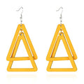 ANXIN Boho Personality Retro Tassel Rectangular Wooden Contrasting colors Earrings Chic Green Temperament Geometric Earrings Jewelry Gifts For Women - color: YELLOW Wooden colors Earrings