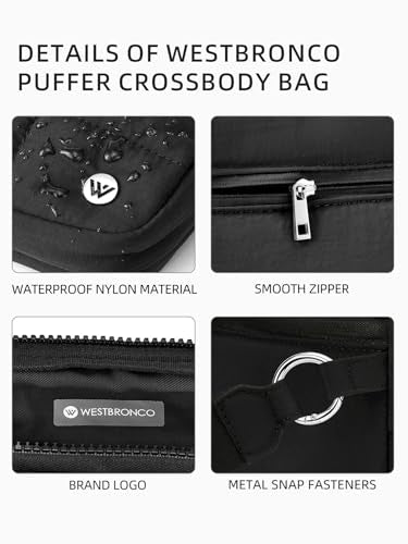 WESTBRONCO Small Crossbody Bags for Women Nylon with Adjustable Strap, Zipper Crossbody Purse, 1L Shoulder Bag for Travel - color: Black-new
