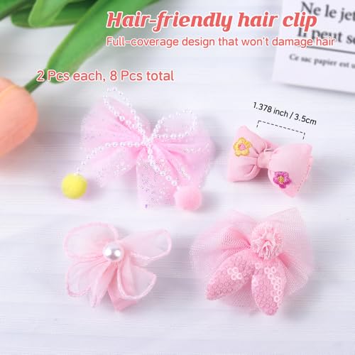 400 Pcs Baby Girls Hair Accessories Set,Baby Girls Hair Ties,Flower Bows Rubber Bands,Hair-friendly Hair Clip,Soft Elastic Hair Bands,Claw Clip(Pink) - color: Pink