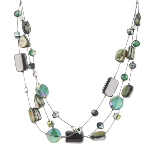 FULU AUTUMN Beaded Statement Necklaces for Women Shell Bead Chunky Collar Necklace Summer Layer boho Costume Jewelry for Her - color: Green