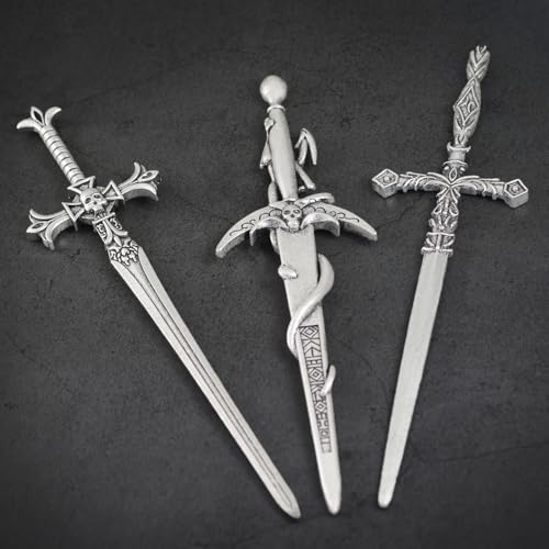 3Pcs Sword Hair Pins - Renaissance Medieval Gothic Hair Sticks for Women, Vintage Metal Hair Chopsticks for Bun Updo, Renaissance Accessories Medieval Accessories - color: design-2