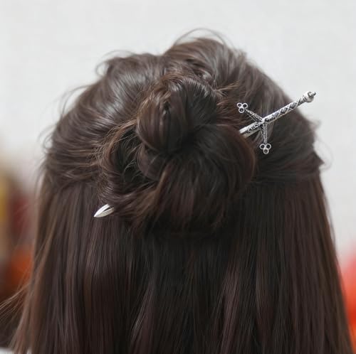 3-Piece Sword Hair Pin Set – Gothic and Viking Hair Accessories for Women, Medieval Hair Sticks & Renaissance Hair Jewelry - color: Design-1