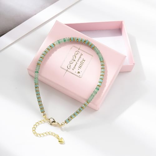 XIJIN Natural Stone Beaded Anklets for Women Handmade Beach Boho Turquoise Beads Ankle Bracelet Jewelry Gift for Her - color: N