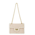 Fecialy Straw Crossbody Bags for Women Summer Straw Beach with Pearls Raffia Shoulder Handbags - color: Beige