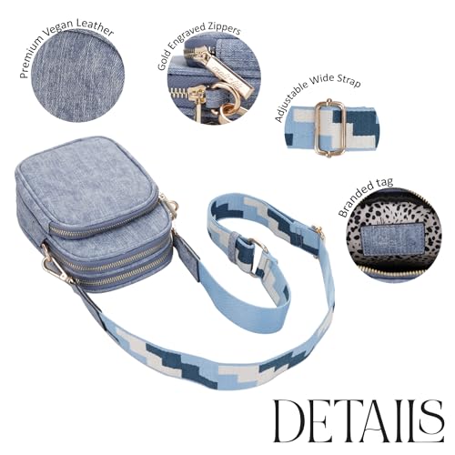 Mali+Lili, Josie Triple Zip Crossbody Bag - color: Denim Blue