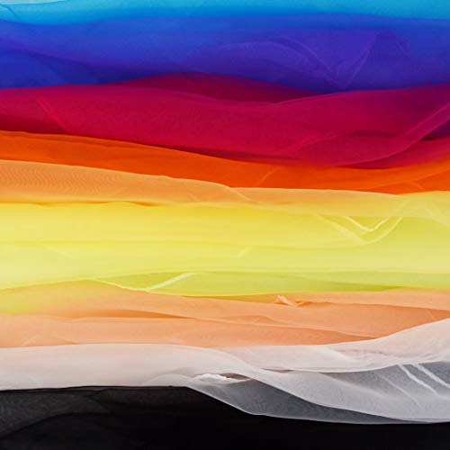Fengek 9 Pcs Chiffon Scarf, 27.6 Inch Square Solid Color Bandana Handkerchief Ribbon Scarves for Women Girls - color: Multicolor 1