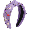 WantGor Pearl Knotted Headband, Women Rhinestone Embellished Hairband Elegant Wide Top Knot Bride Headbands Headpieces Party Fashion Elegant Ladies Hair Band Hair Hoop Accessories (Light Purple) - color: Light Purple