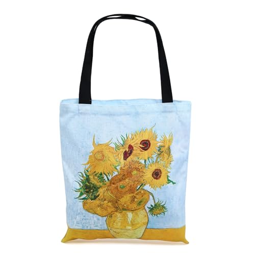 Canvas Tote Bag for Commuting, Foldable Travel Tote Bag Beach Bag Reusable Grocery Bags for Men Women, 13.4 x 14.2 Inch - color: C-sunflower