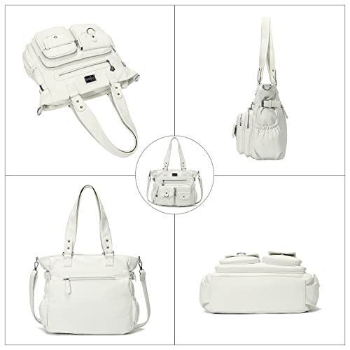 KL928 Large Purses for Women Shoulder Bag Tote Handbags Stylish Vegan Leather Hobo Bags Ladies, A-Black-4 | Large - color: Z-white