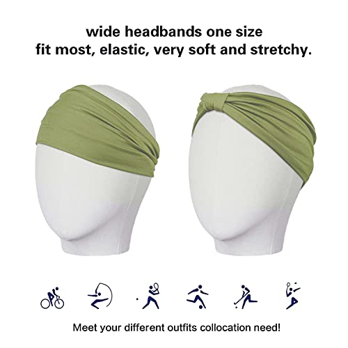 GiLi 2 Pack Wide Headbands for Women Boho African Knotted Non Slip Fashion Hair Bands Yoga Running Sports Workout Gym Head Wraps Elastic Soft Cotton Cloth Turbans Bandana for Girls(Green, Pink) - color: 2 Color (Green+Pink)