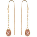 Simulated Druzy Threader Earrings for Women - Gold, Silver, or Rose Gold Tone Long Chain Earrings with Boho Created Geode Stone - color: Gold - Rose Gold Stone