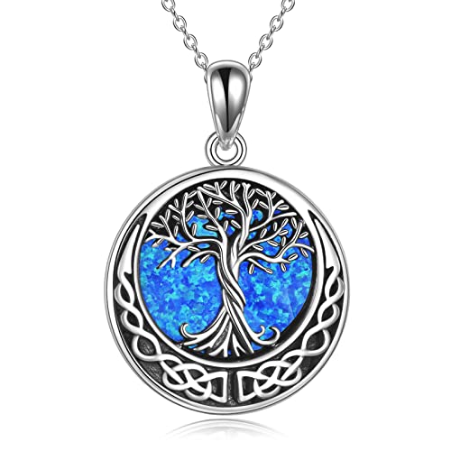 ONEFINITY Tree of Life Necklace 925 Sterling Silver Abalone Shell Celtic Knot Pendant Necklace for Women Jewelry - style: Opal tree of life