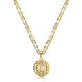 KissYan Initial Necklaces for Women, 14K Gold Plated Round Letter Pendant Capital Monogram Necklace Alphabets from A-Z Figaro Chain Jewelry - color: Gold, style: D