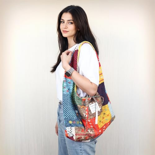 Boho purses Double-sided Tote Colorful boho bag for women - color: Brown
