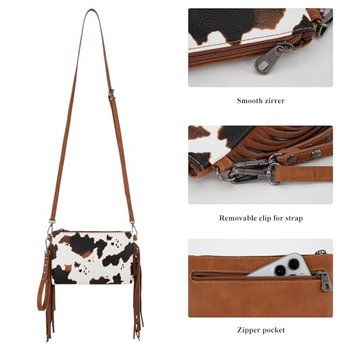 Montana West Western Purse for Women Crossbody Bag Wristlet Clutch Purse - color: A3 Pattern Cow Brown