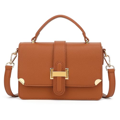 LL LOPPOP Women's Small Classy Crossbody Purse Top Handle Handbags Leather Satchel Bags for Women - color: B-brown