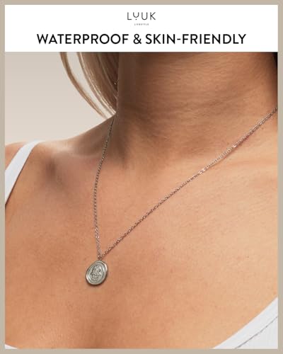 LUUK LIFESTYLE Minimalist necklace with rainbow pendant, HAPPINESS slogan card, symbol of diversity, waterproof stainless steel, gift for women, trendy, chic, silver - color: Silver, size: Hamsa hand