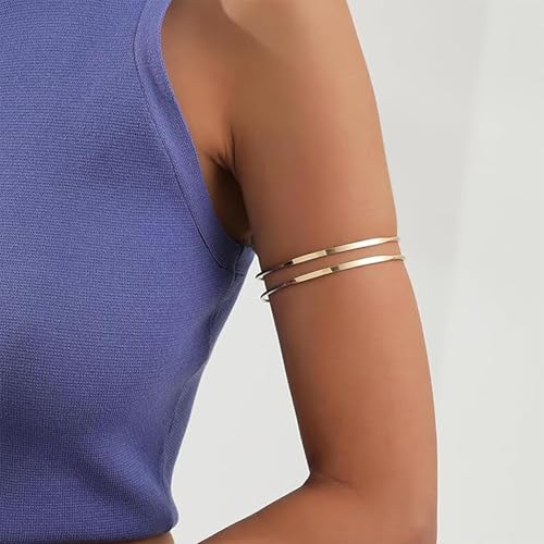 Arm Cuff Gold Arm Bracelet Handmade Upper Jewelry for Women Adjustable Bangle Armband Open Wrist Bracelets Greek Goddess Costume Halloween Costume - color: F:cuffgold-2pcs