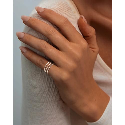 Gokeey Gold Rings for Women Non Tarnish, Dainty 14K Gold Plated Stackable Thin Thumb Ring Set Trendy Pinky Wedding Bands Engagement Rings for Women Size 4 5 6 7 8 9 10 11 - color: Silver, size: 6